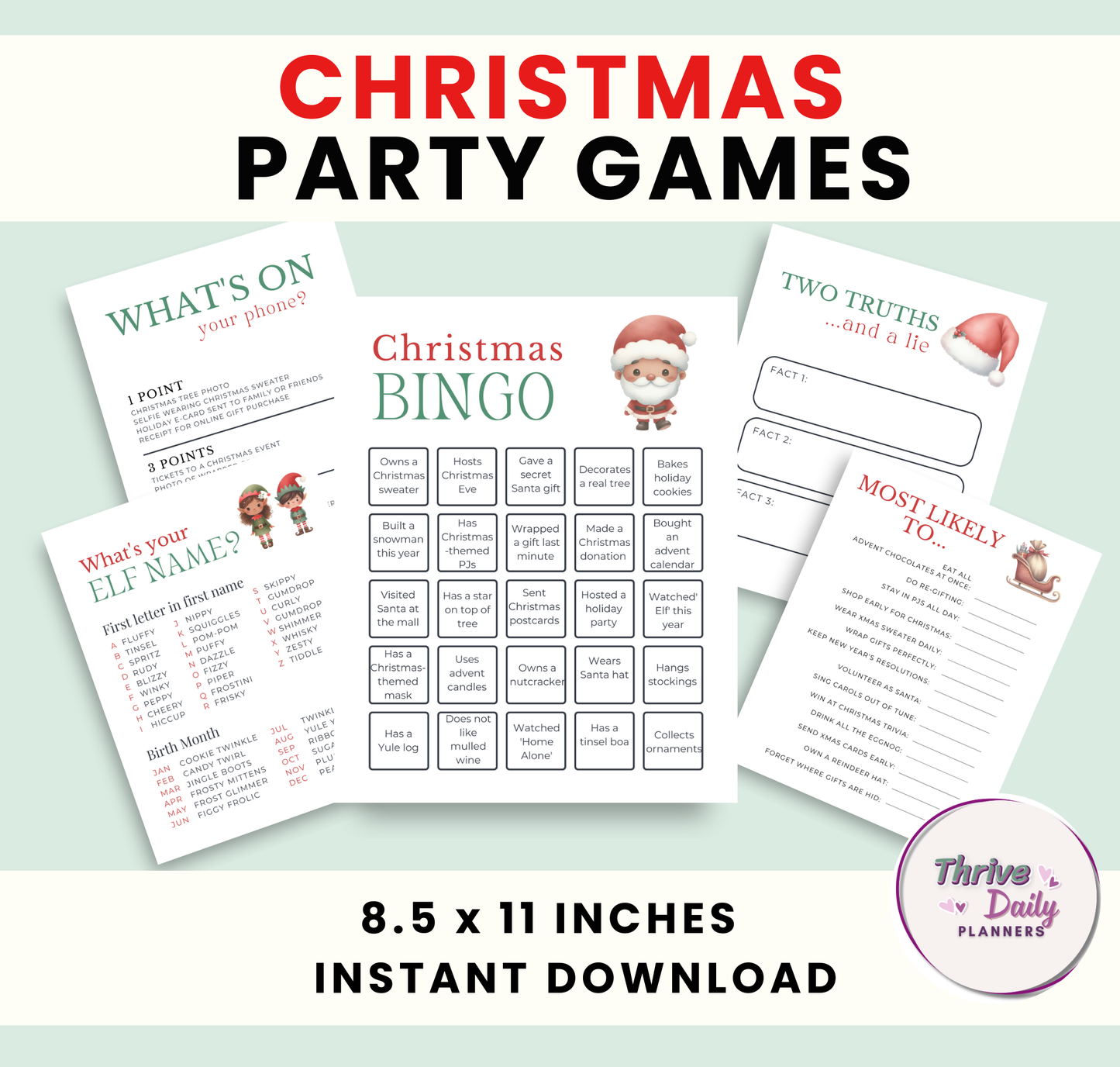 Christmas Party Games Bundle - Printable