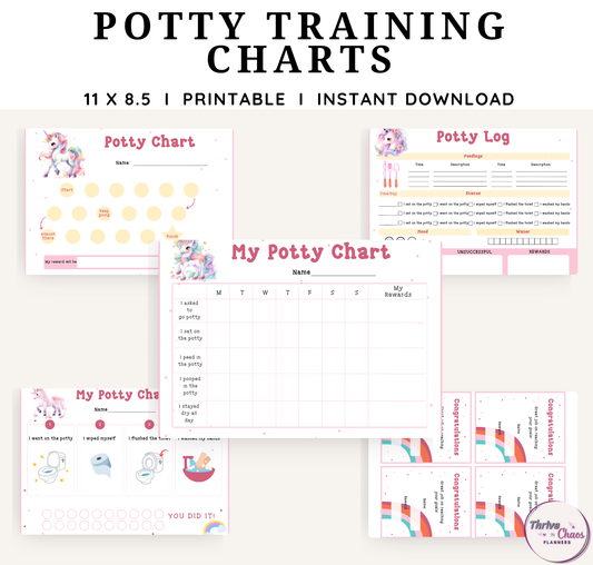 Potty Training Charts for Girls Printable Bundle