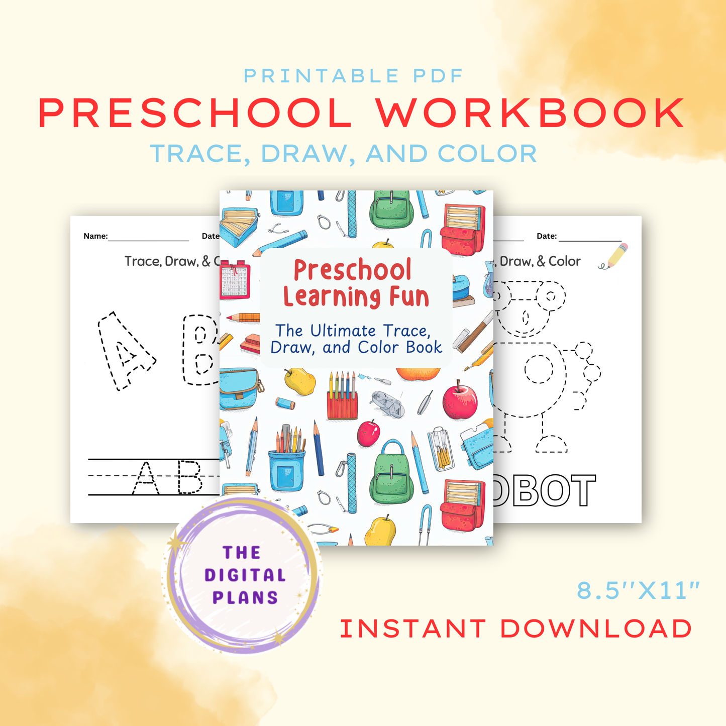 Preschool Tracing Workbook - Kindergarten & Toddler Printable Worksheets