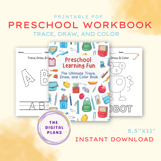 Preschool Tracing Workbook - Kindergarten & Toddler Printable Worksheets