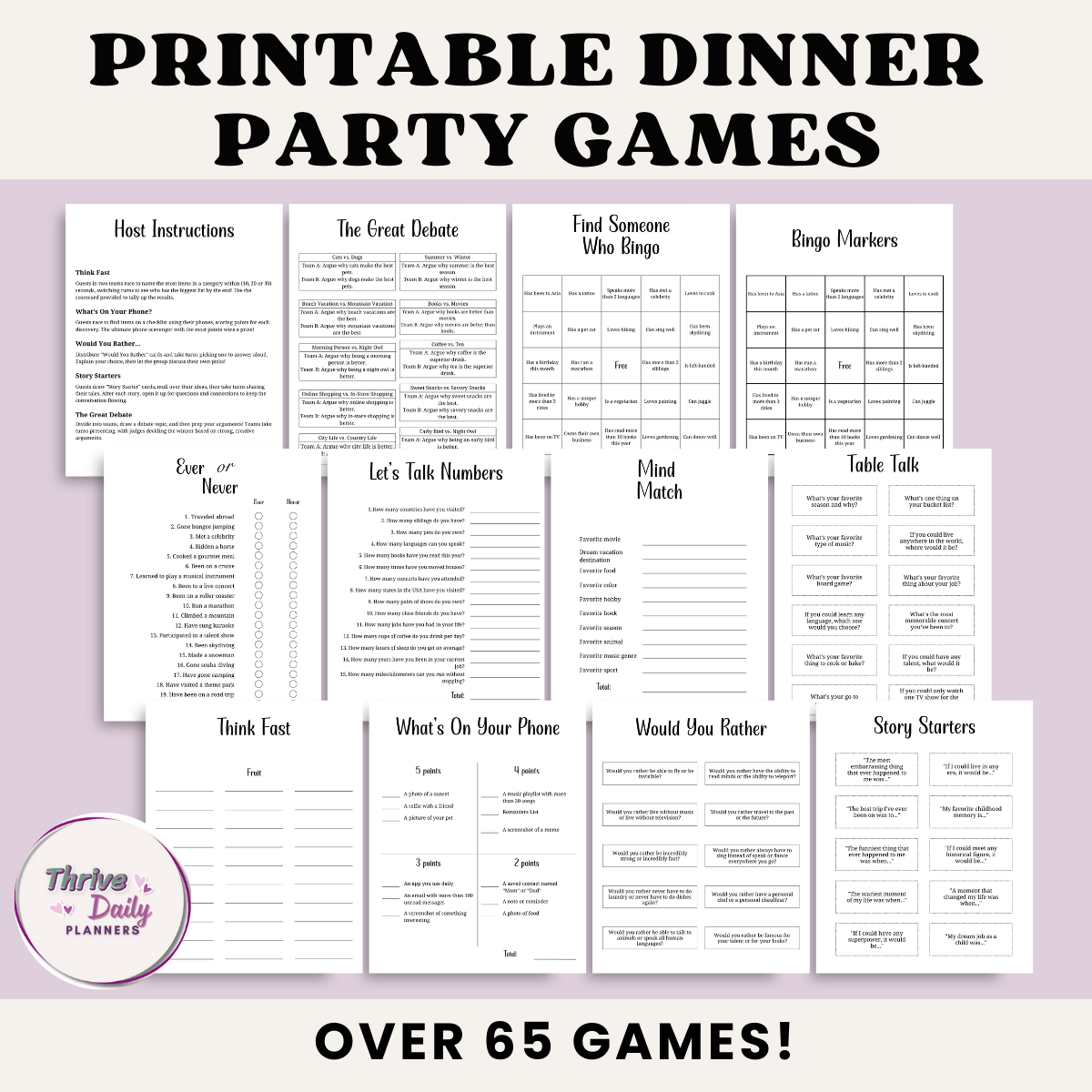 Dinner Party Games, Printable Party Games for All Occasions