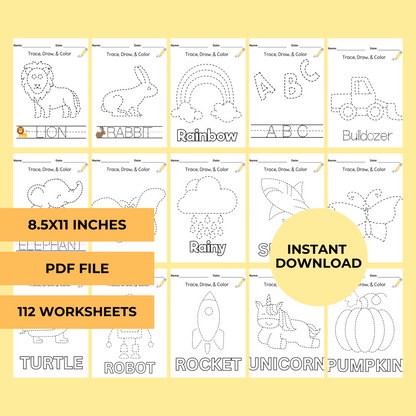 Preschool Tracing Workbook - Kindergarten & Toddler Printable Worksheets