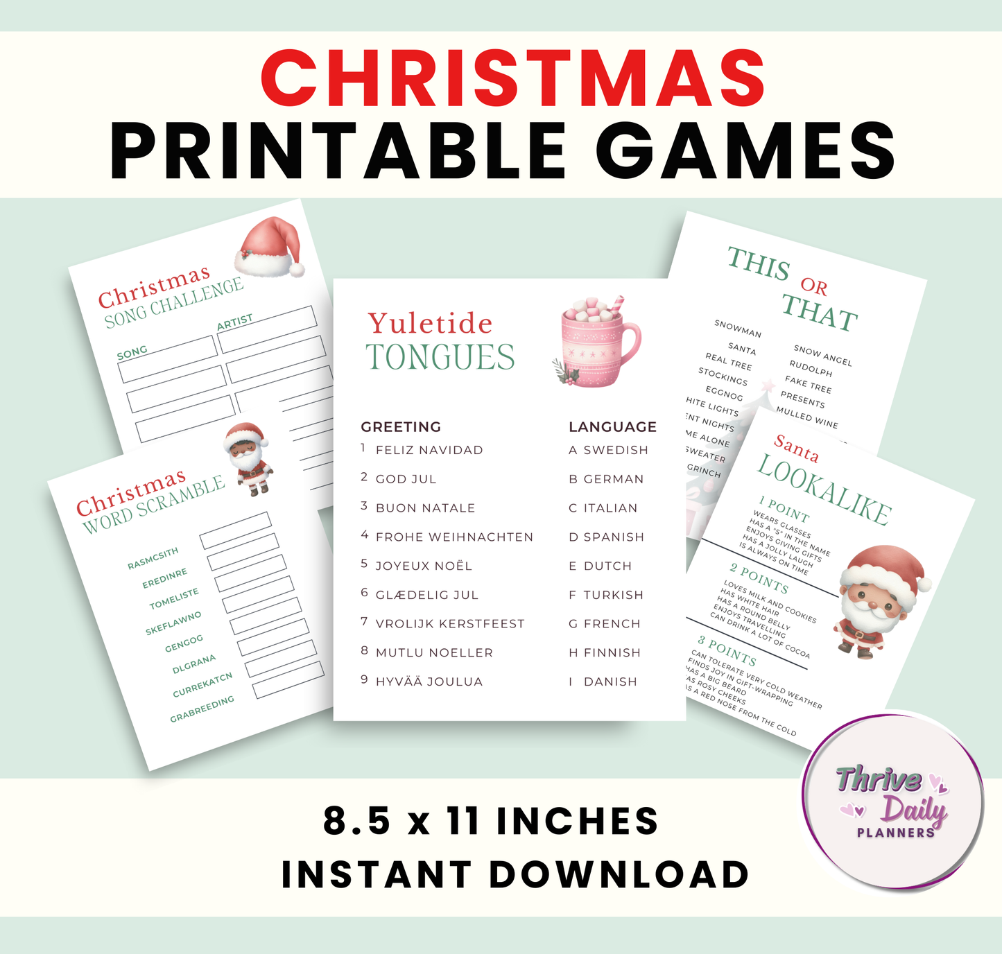 Christmas Party Games Bundle - Printable