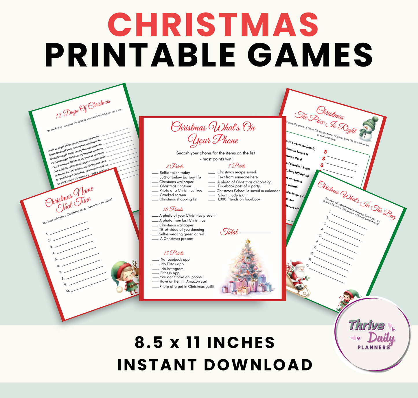 Christmas Party Games Bundle - Printable