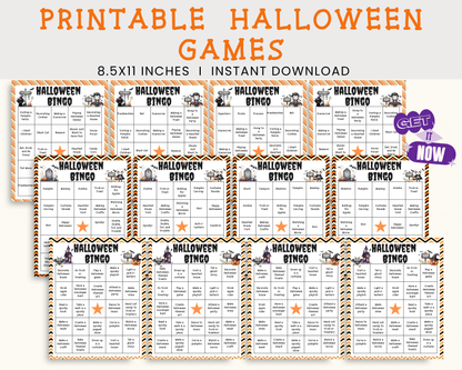 Halloween Bingo Card Bundle - Fun Halloween Activity for Kids, Parties, and Classrooms