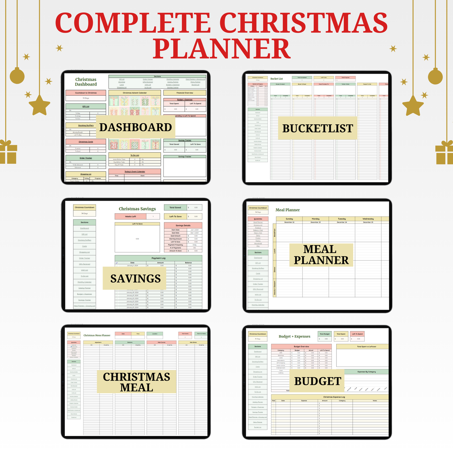 Ultimate Christmas Planner Spreadsheet - Budget, Gift Tracker & Menu Planner Google Sheets