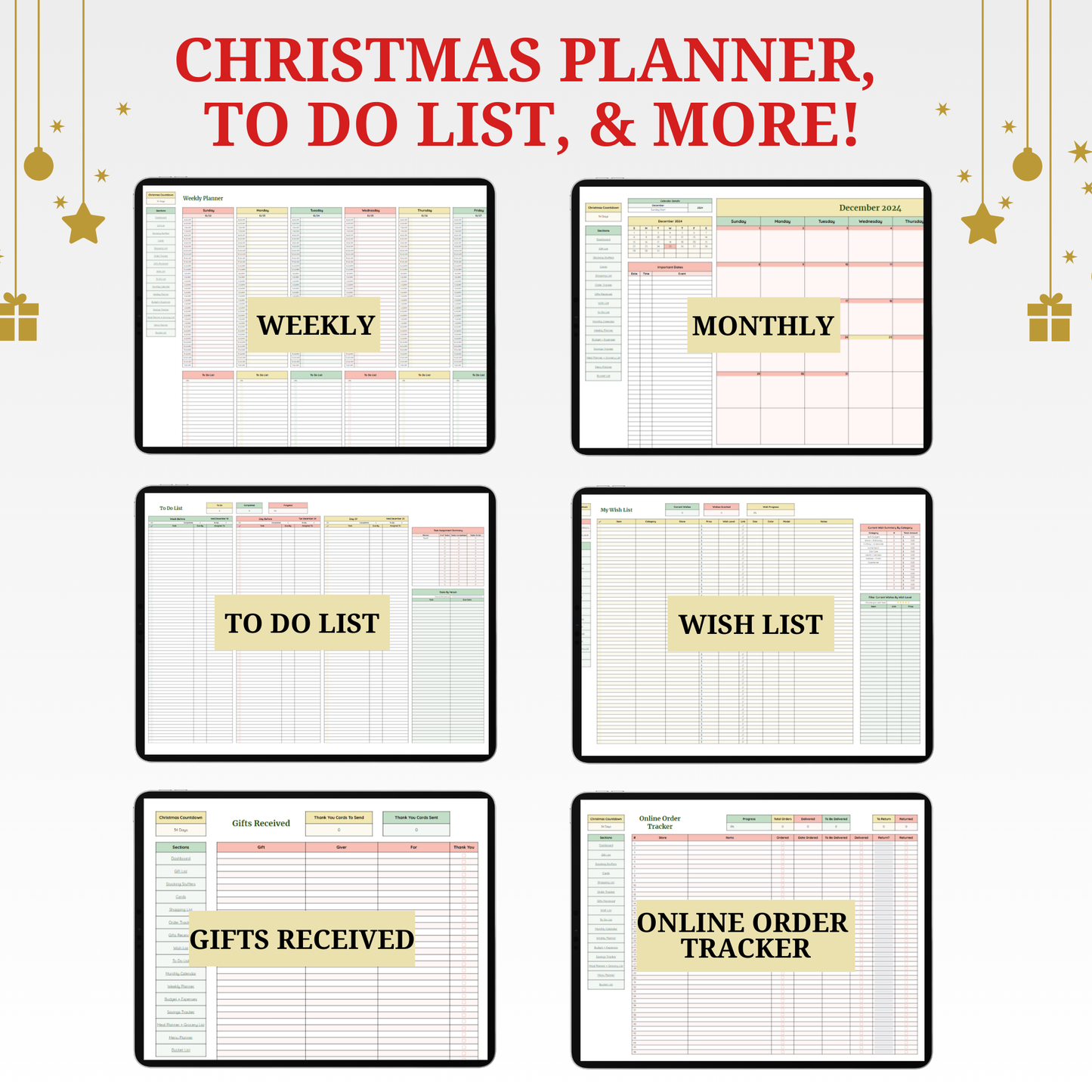 Ultimate Christmas Planner Spreadsheet - Budget, Gift Tracker & Menu Planner Google Sheets