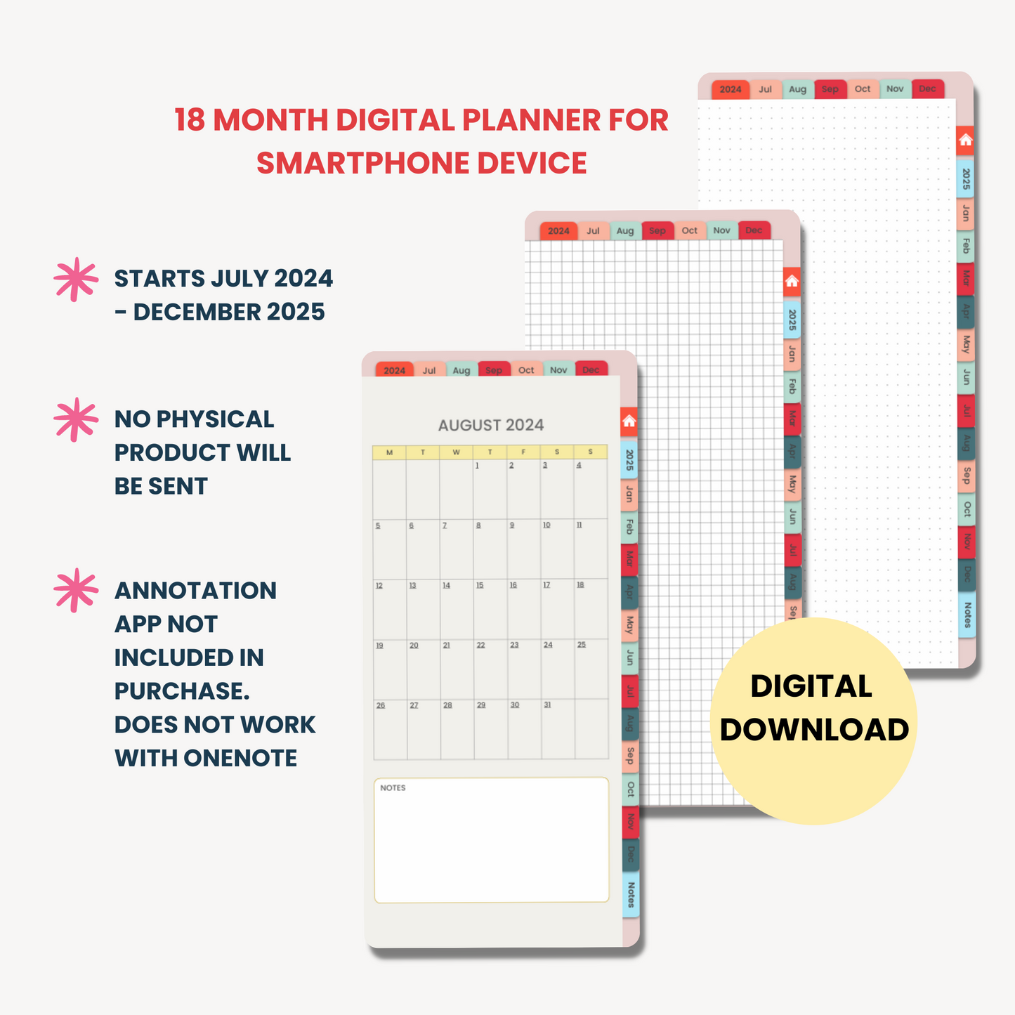 18-Month Tropical Floral Smartphone Planner 2024-2025