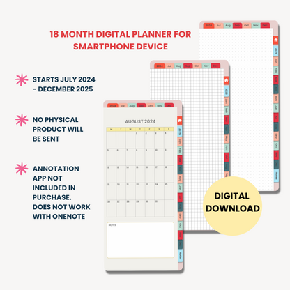 18-Month Tropical Floral Smartphone Planner 2024-2025