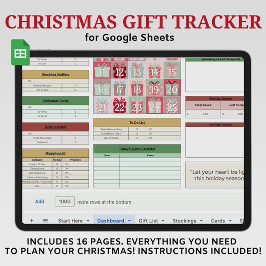 Ultimate Christmas Planner Spreadsheet - Budget, Gift Tracker & Menu Planner Google Sheets